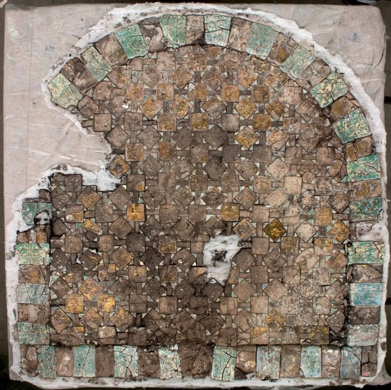 Image: A glass panel discovered in the ancient ruins of Caesarea in northern Israel.